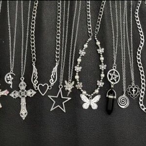 11pcs Gothic Rock Y2k Star Indie Butterfly Bohemian Cross Pendant Y2k Women Men